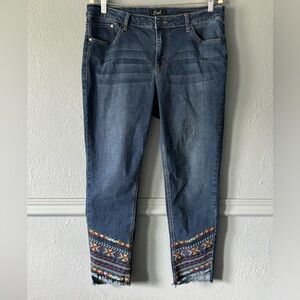 Earl Jeans | Embroidered | Skinny | Cropped | Stretch | Colorful | Size 14